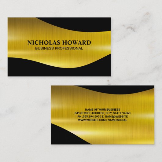 Gold Metallic penseel en zwart Visitekaartje (Voorkant / Achterkant)