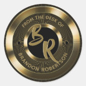 Gold Metallic persoonlijk Initiaal Ronde Sticker (Voorkant)