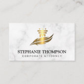 Gold Metallic Pillar en Feather Logo | Wet Afsprakenkaartje (Voorkant)