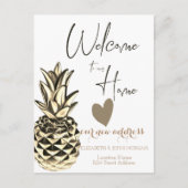 Gold Metallic Pineapple, Heart New Address Aankondigingskaart (Voorkant)