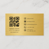 Gold Metallic Professional Company Logo QR Code  Visitekaartje (Voorkant)
