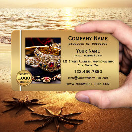 Gold Metallic QR Code and Photo Professional  Visitekaartje