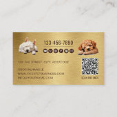 Gold Metallic QR Code Social Media Hond Grooming Visitekaartje (Achterkant)