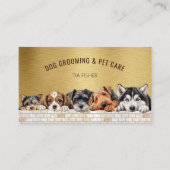 Gold Metallic QR Code Social Media Hond Grooming Visitekaartje (Voorkant)