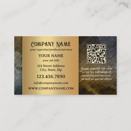 Gold Metallic QR Professional Monogram Design Visitekaartje (Achterkant)