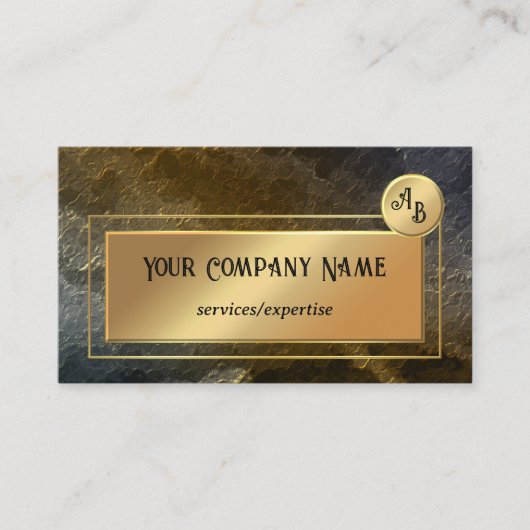 Gold Metallic QR Professional Monogram Design Visitekaartje (Voorkant)