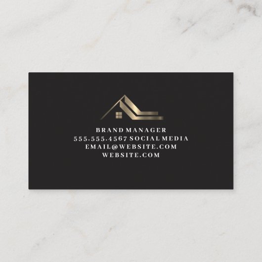 Gold Metallic Real Estate Logo | QR-code Visitekaartje (Achterkant)