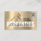 Gold Metallic Real Estate Logo | QR-code Visitekaartje (Voorkant)