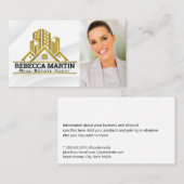 Gold Metallic Real Estate Logo | Vrouw voor bedrij Visitekaartje (Voorkant / Achterkant)