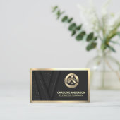Gold Metallic Real Estate Logo | Zwart Lux-patroon Visitekaartje (Staand voorkant)