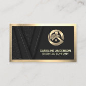 Gold Metallic Real Estate Logo | Zwart Lux-patroon Visitekaartje (Voorkant)