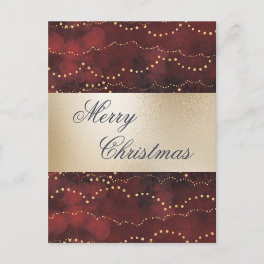 Gold Metallic Red Elegant Merry kerst Feestdagenkaart (Voorkant)