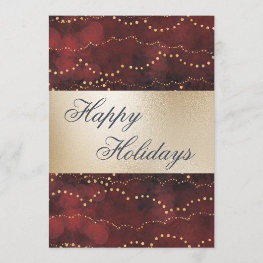 Gold Metallic Red Elegant Prettige feestdagen Feestdagenkaart (Voorkant)