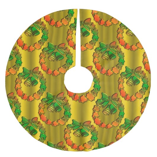 Gold Metallic Red en Green Kerstmis Kerstboom Rok (Voorkant)