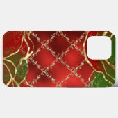 Gold Metallic Red Green Alcohol Ink Holiday Damask Case-Mate iPhone Case (Achterkant (horizontaal))