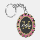 Gold Metallic Roze Poker Design | Monogram Sleutelhanger (Voorkant Links)