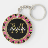 Gold Metallic Roze Poker Design | Monogram Sleutelhanger (Achterkant)