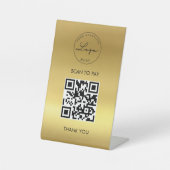 Gold Metallic scan me QR Code Logo Reclamebord Met Voetstuk (Voorkant)