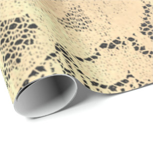 Gold Metallic Sepia Faux Luxury Floral Lace Black Cadeaupapier