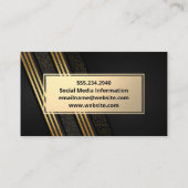 Gold Metallic | Sequin-patroon met strippen Visitekaartje (Achterkant)
