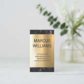 Gold Metallic Shine | Zwarte marmer Visitekaartje (Staand voorkant)