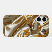 Gold Metallic Silk Texture iPhone 16 Hoesje (Achterkant horizontaal)