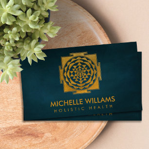 Gold Metallic Sri Yantra/Sri Chakra Business Visitekaartje
