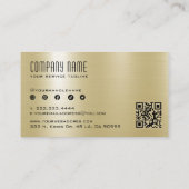 Gold Metallic Stainless Steel Texture QR Code Visitekaartje (Achterkant)