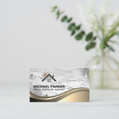 Gold Metallic Sunny Home Home | Marmer Stone Visitekaartje (Staand voorkant)