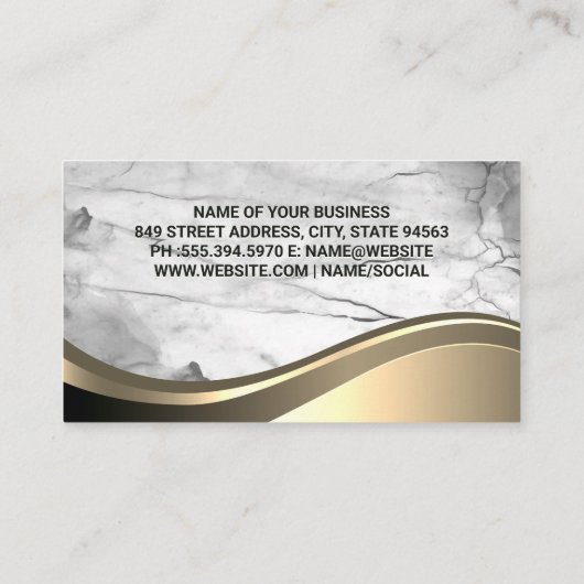 Gold Metallic Sunny Home Home | Marmer Stone Visitekaartje (Achterkant)