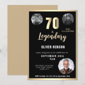 Gold Metallic Surprise 3 foto 70e verjaardag Kaart (Voorkant / Achterkant)