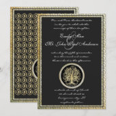 Gold Metallic Swirl Tree Gold Border Wedding Kaart (Voorkant / Achterkant)