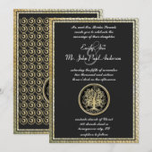 Gold Metallic Swirl Tree Gold Border Wedding Kaart (Voorkant / Achterkant)
