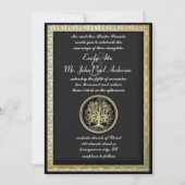 Gold Metallic Swirl Tree Gold Border Wedding Kaart (Voorkant)