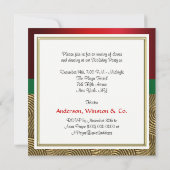 Gold Metallic Swirls, Bow Ribbon Xmas Party Kaart (Achterkant)