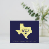Gold Metallic Texas Map Navy Blue Nieuw Adres Aankondigingskaart (Staand voorkant)