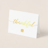 Gold Metallic Thankful Company Thanksgiving Folie Kaarten (Voorkant)