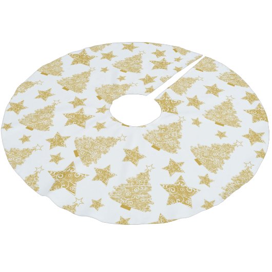 Gold Metallic Trees en kerstpatronen Kerstboom Rok (Gekanteld)