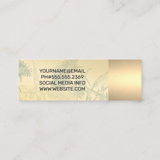 Gold Metallic Trim | Achtergrond Plant | Monogram Mini Visitekaartje (Achterkant)