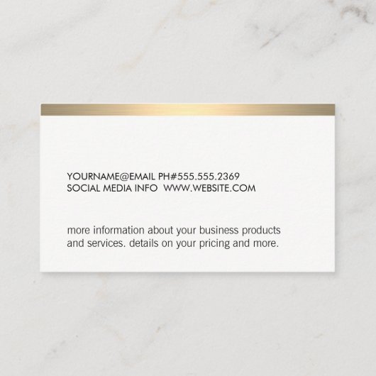 Gold Metallic Trim Visitekaartje (Achterkant)