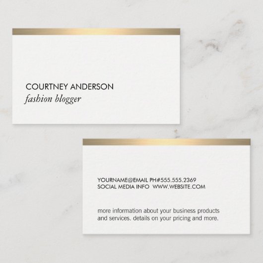 Gold Metallic Trim Visitekaartje (Voorkant / Achterkant)