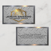 Gold Metallic Truck Logo | Achtergrond staal Visitekaartje (Voorkant / Achterkant)