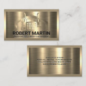 Gold Metallic Truck Logo | Metaal geborsteld Visitekaartje (Voorkant / Achterkant)