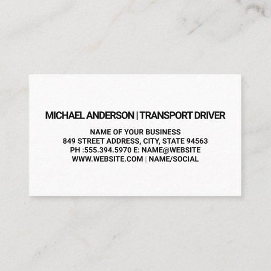 Gold Metallic Truck Logo | Staalborstel Visitekaartje (Achterkant)