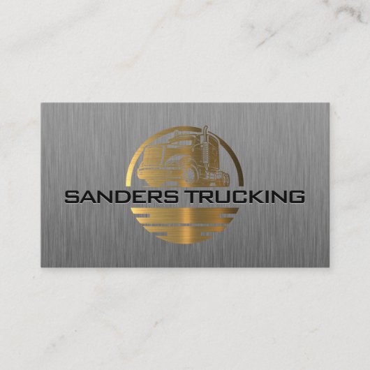 Gold Metallic Truck Logo | Staalborstel Visitekaartje (Voorkant)