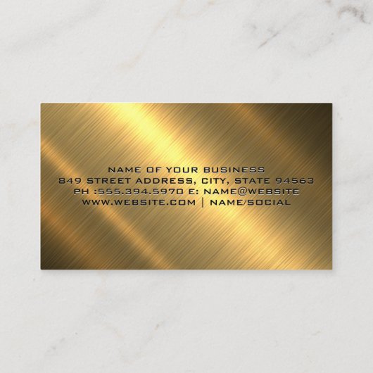 Gold Metallic Truck Logo | Zwart gloss Visitekaartje (Achterkant)