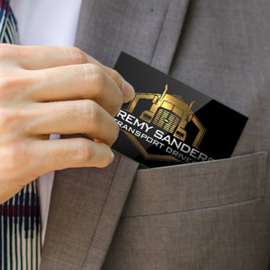 Gold Metallic Truck Logo | Zwart gloss Visitekaartje