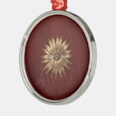 Gold Metallic ventilator op rode weefsels Metalen Ornament (Links)