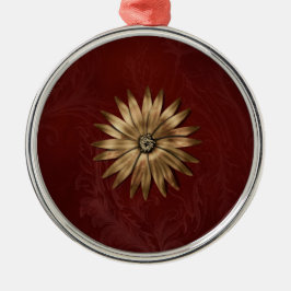 Gold Metallic ventilator op rode weefsels Metalen Ornament