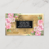 Gold Metallic | Visitekaartje Roze bloemen (Achterkant)